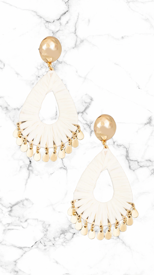 Raffia Tear Fringe Earrings