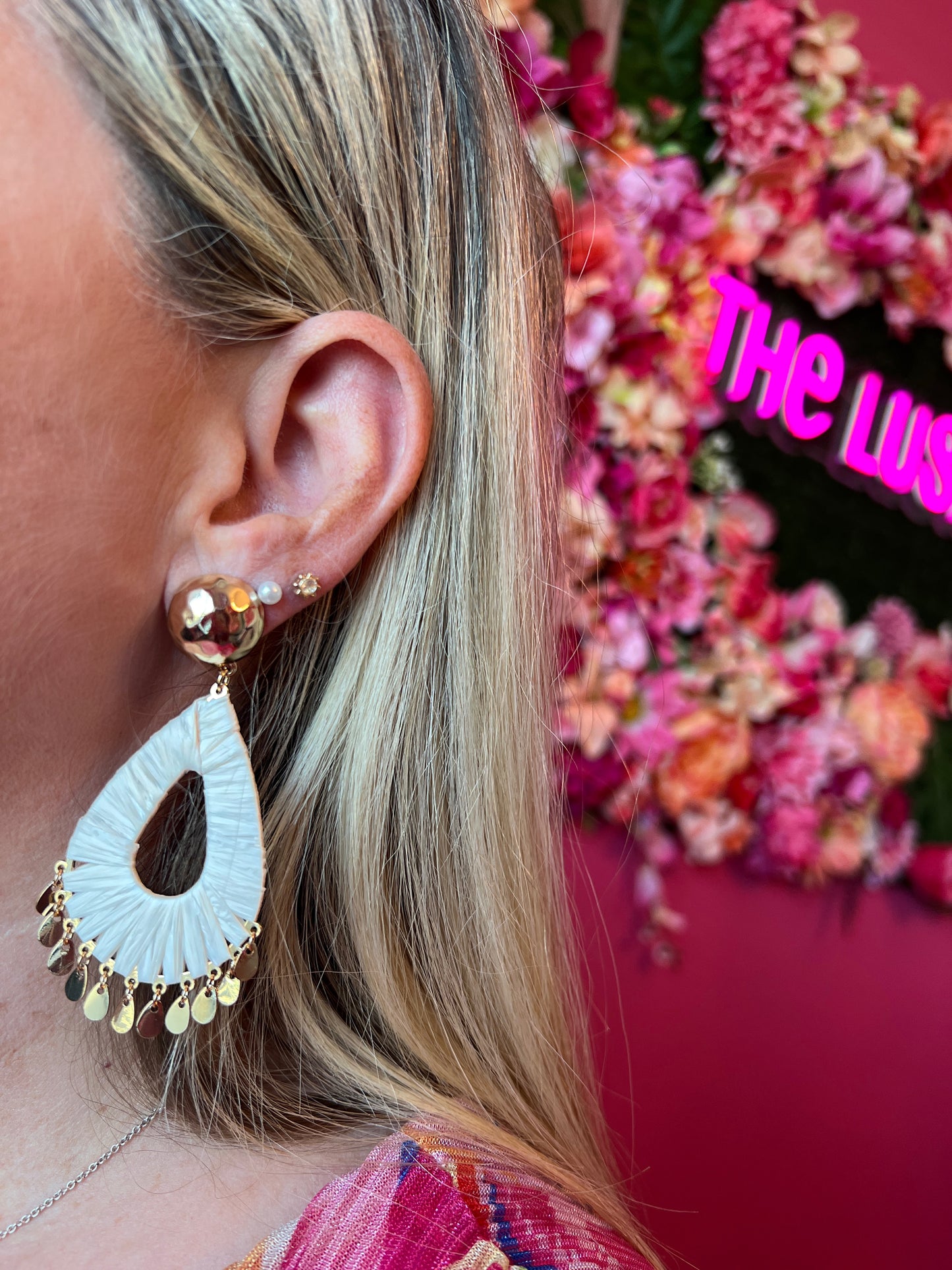 Raffia Tear Fringe Earrings