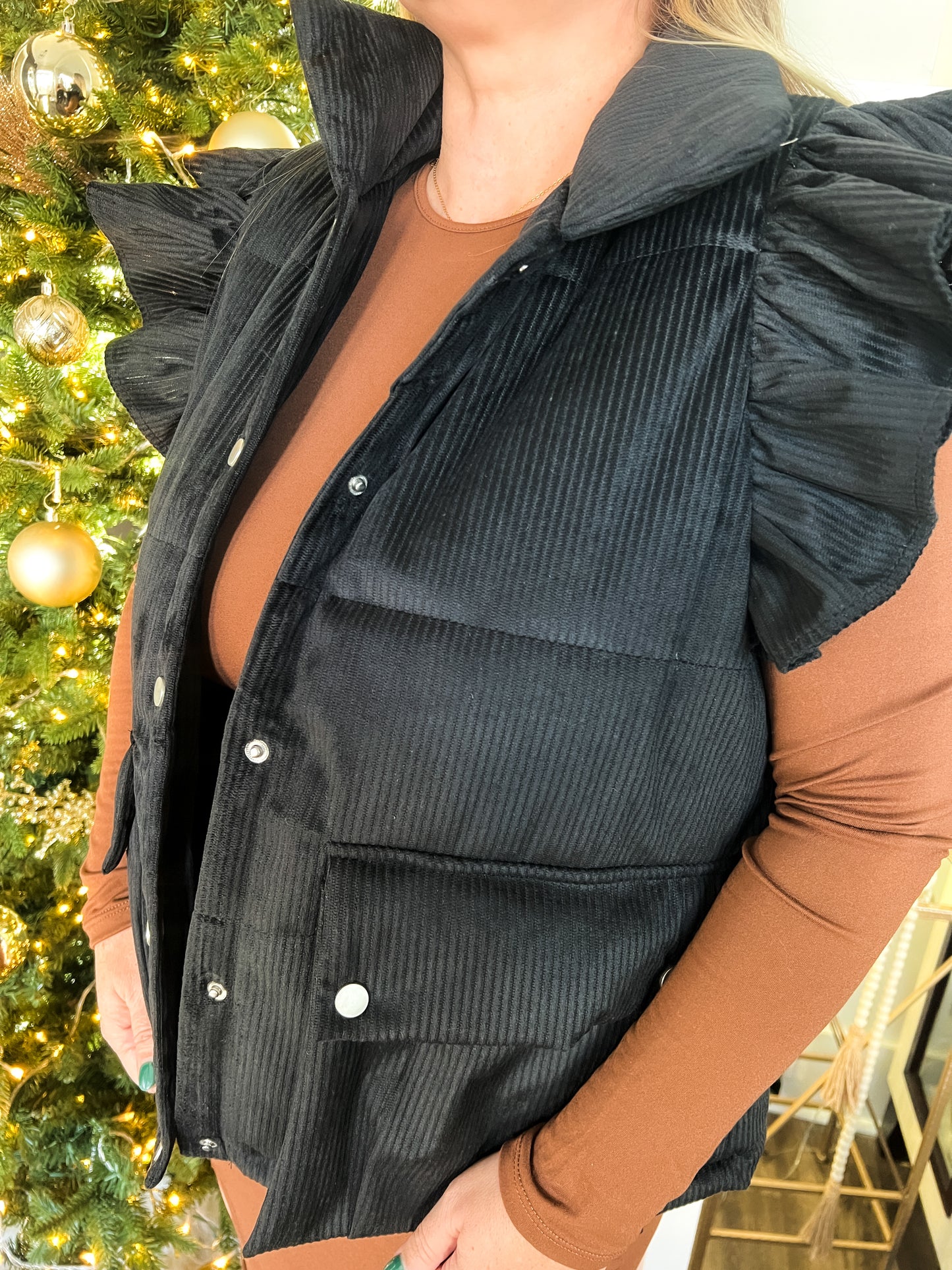Corduroy Ruffle Vest