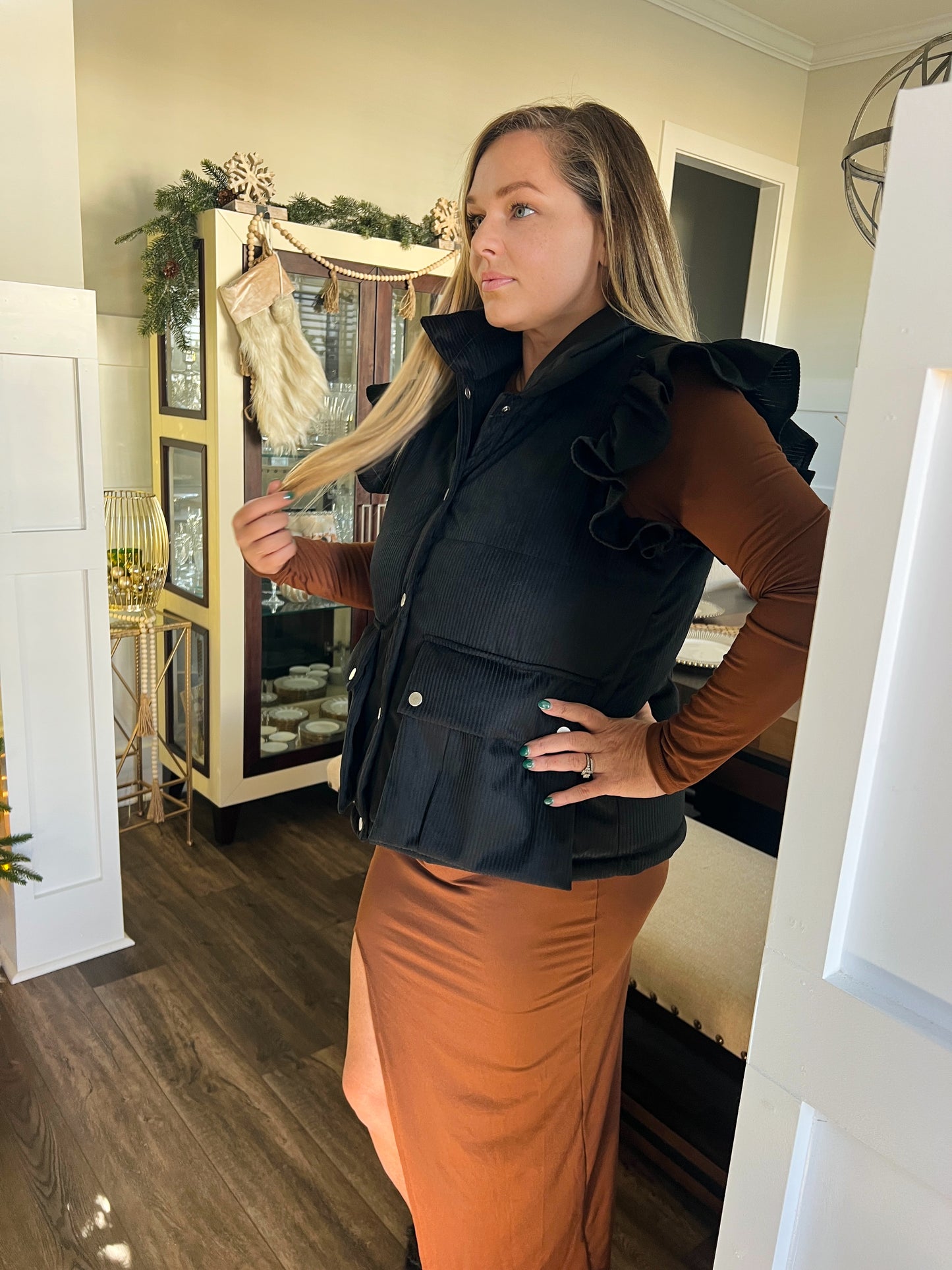 Corduroy Ruffle Vest