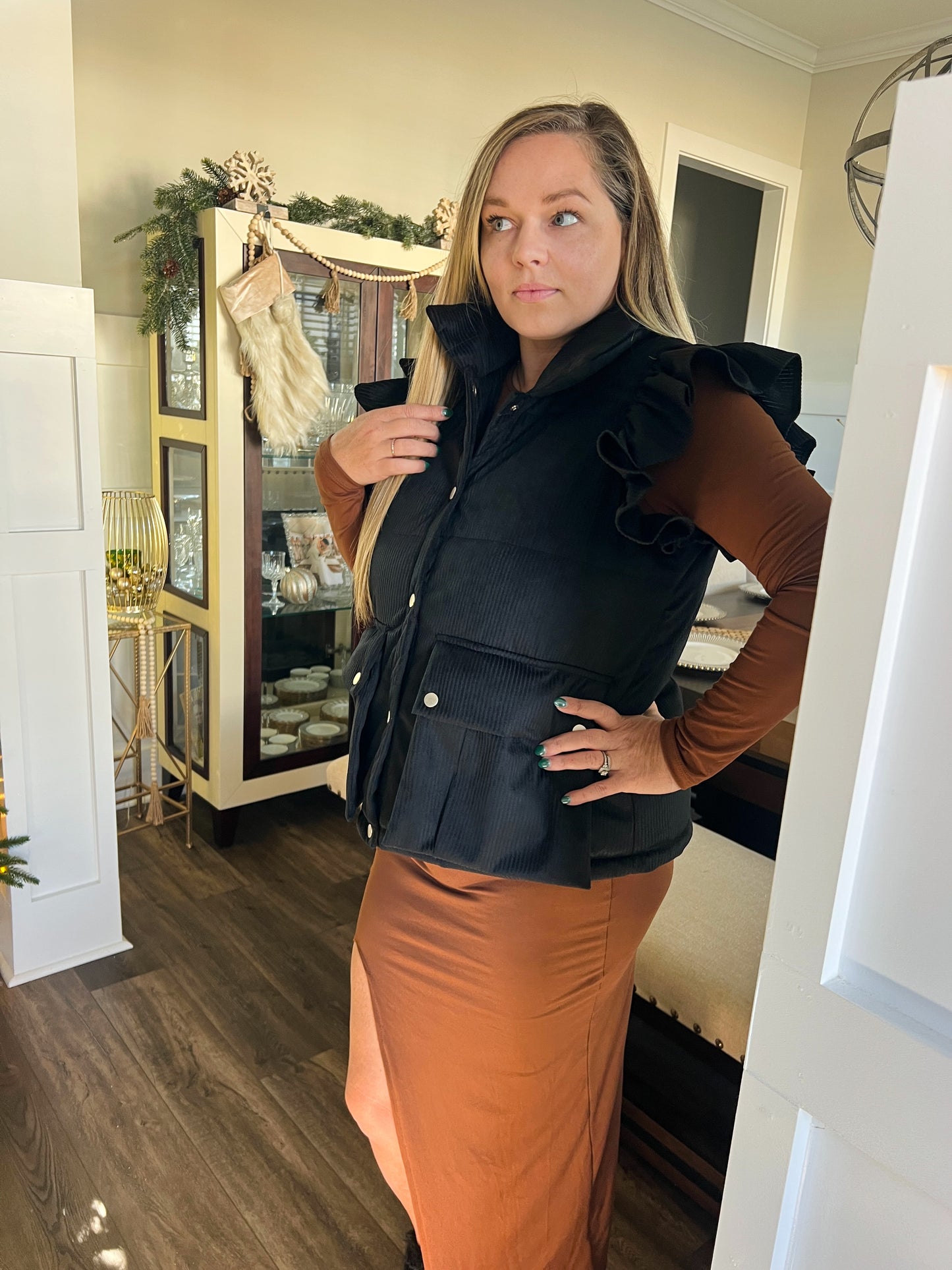 Corduroy Ruffle Vest
