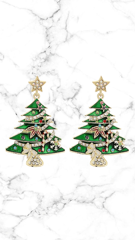 Christmas Tree Jeweled Earrings