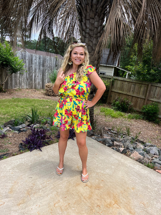 Hibiscus Flower Romper - The Lush Kiwi