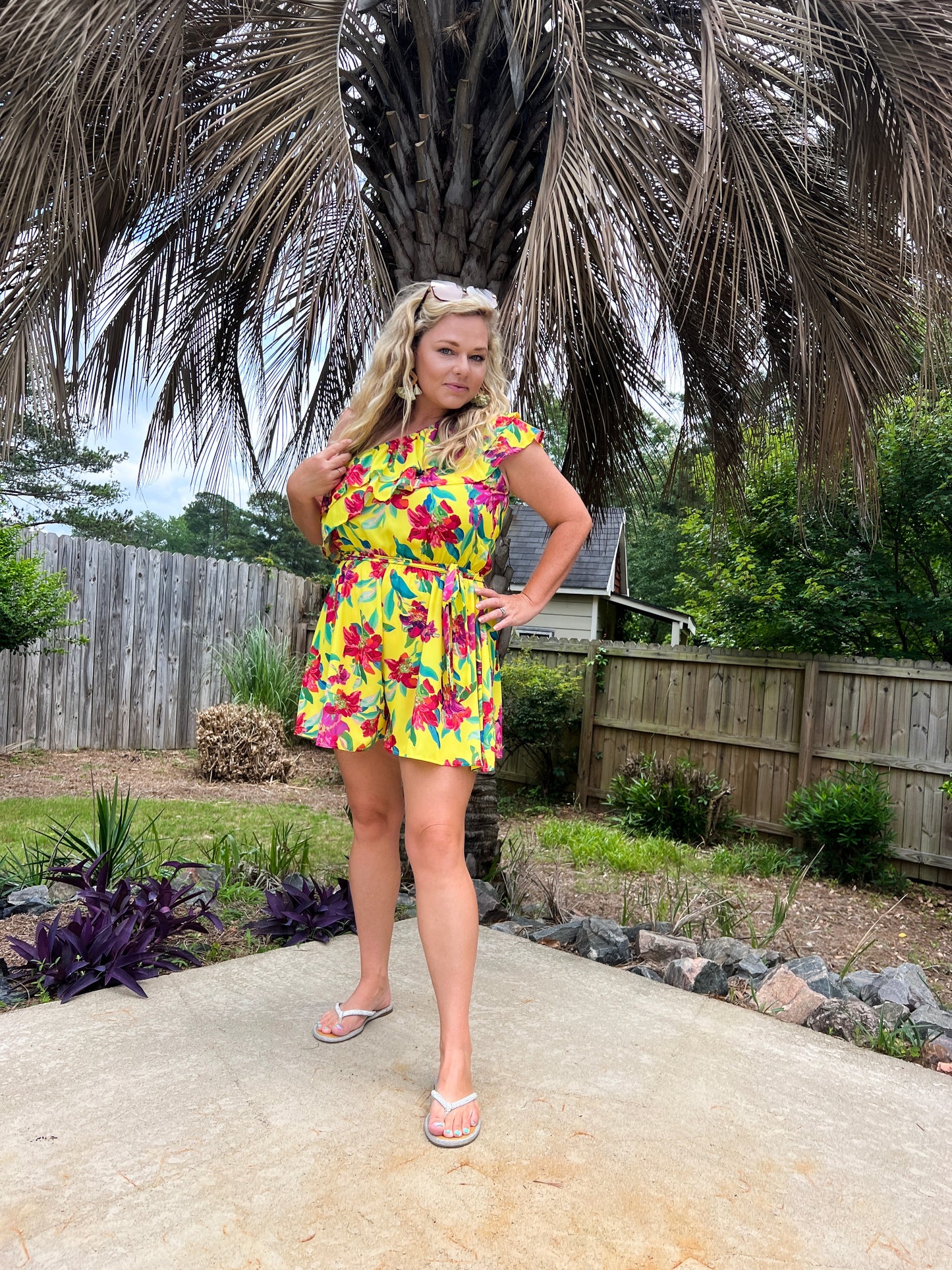Hibiscus Flower Romper - The Lush Kiwi