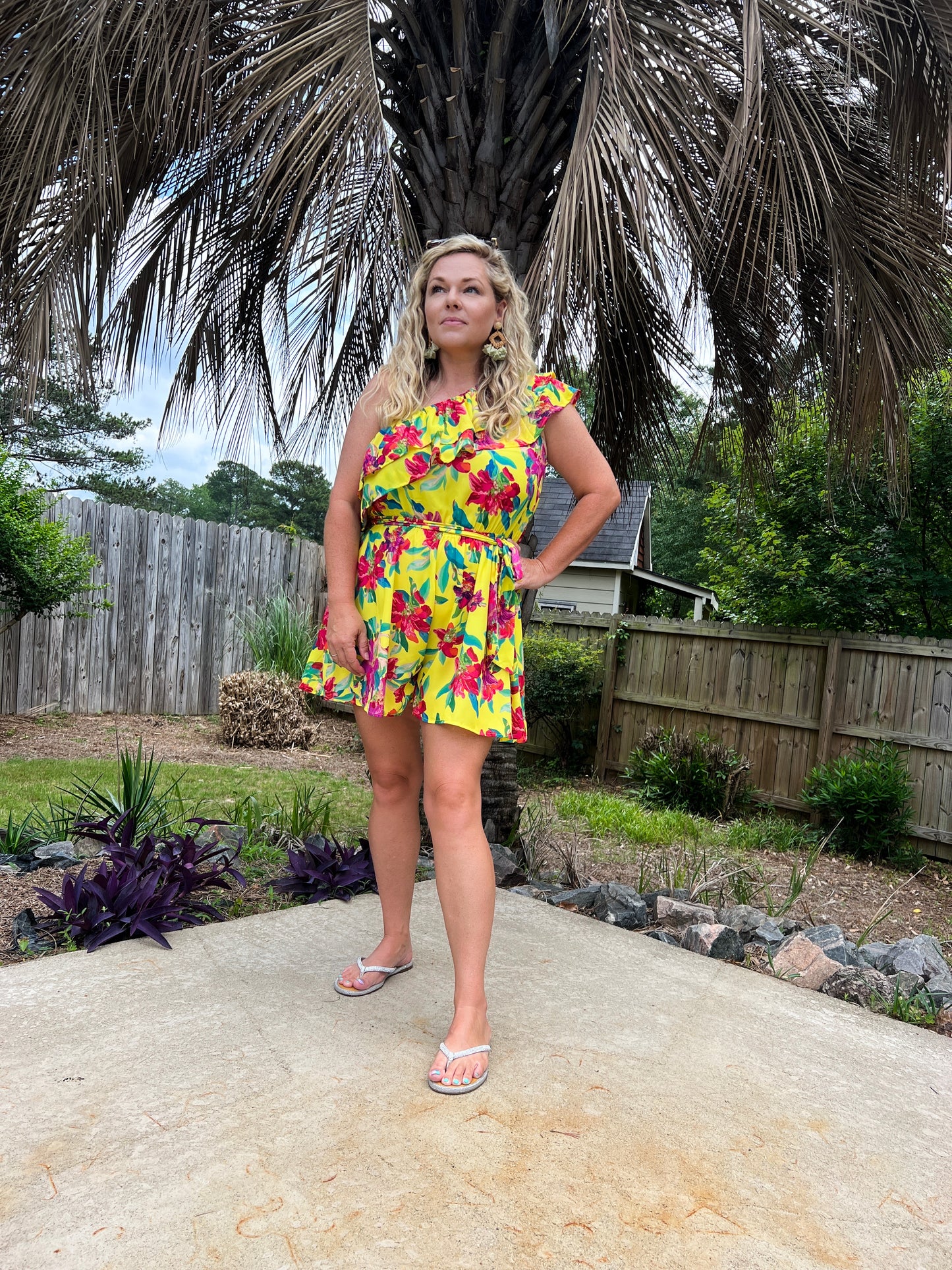 Hibiscus Flower Romper - The Lush Kiwi