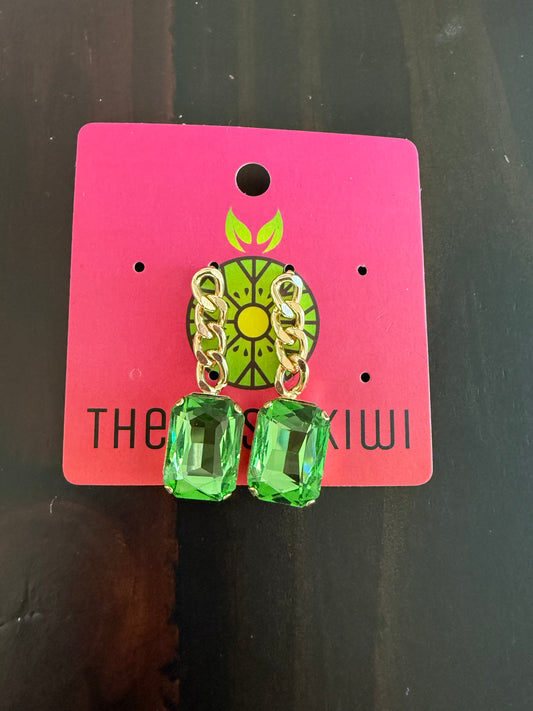 Green Crystal Drop Earrings