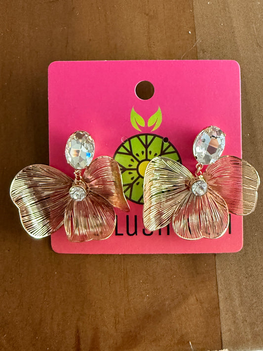 Flower & Glass Dangle Earrings