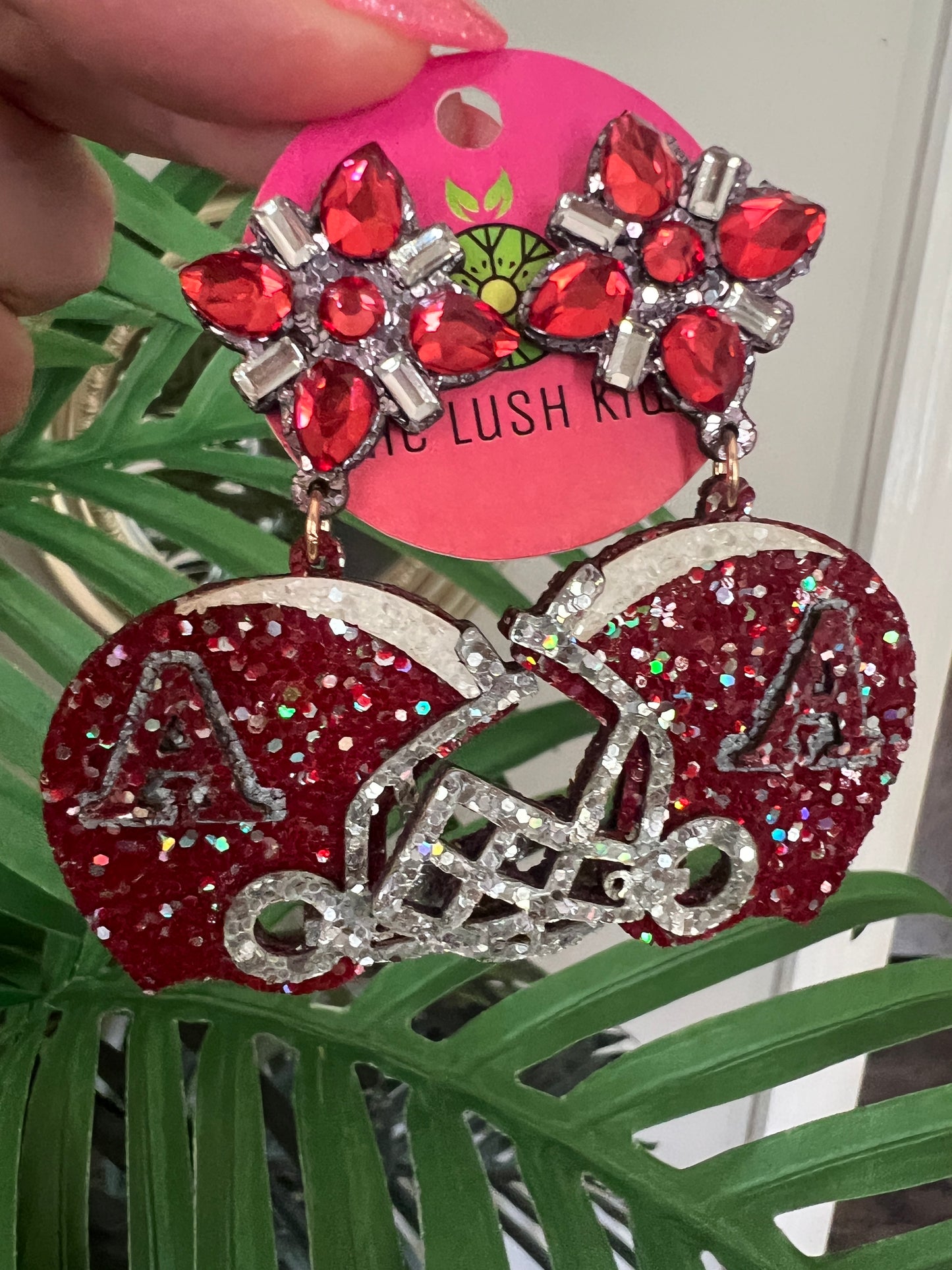 Alabama Glitter Helmet Earrings - The Lush Kiwi