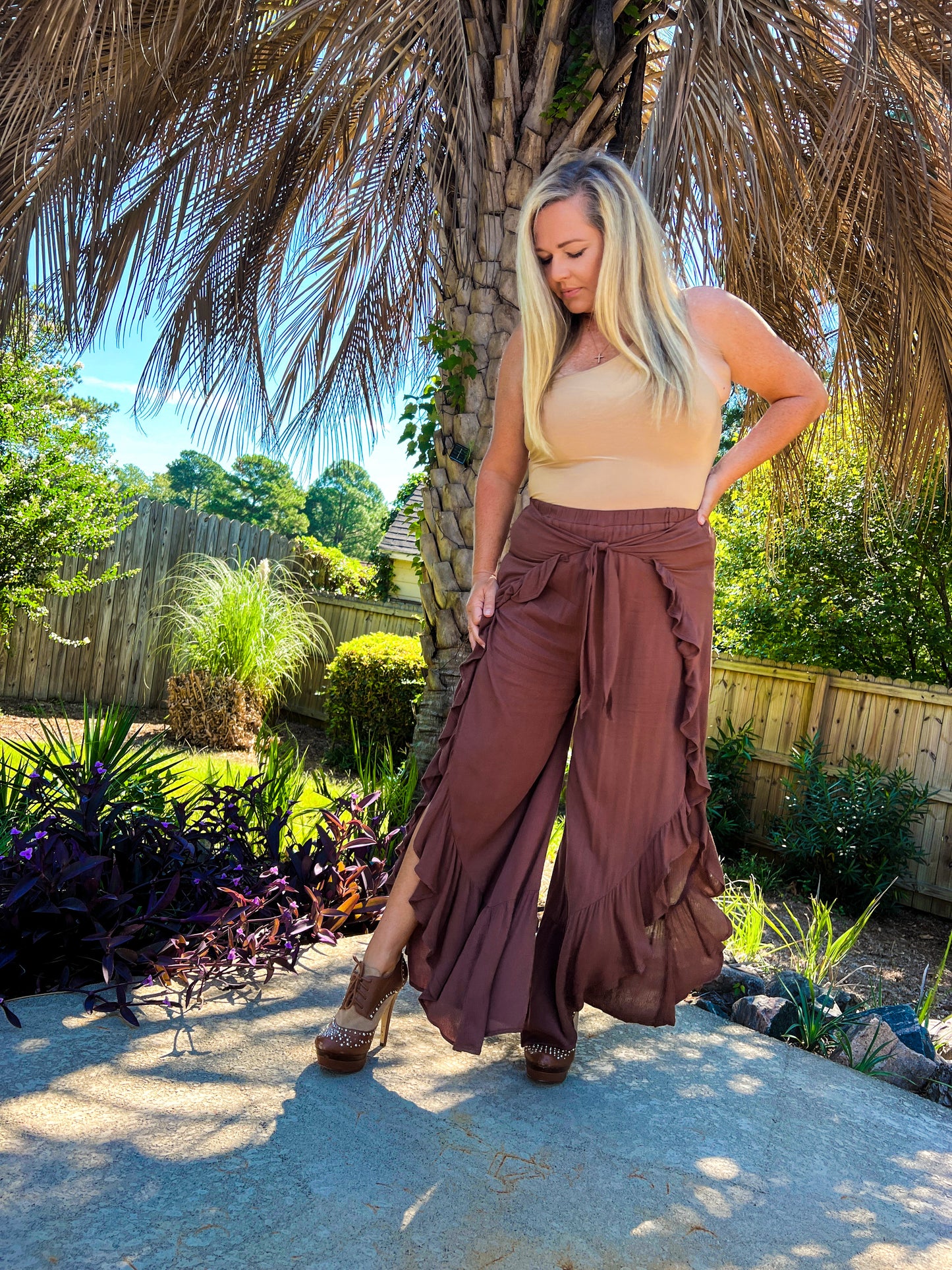 Chestnut Ruffle Pants - The Lush Kiwi