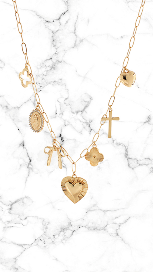 Heart & Clover 7 Charm Necklace