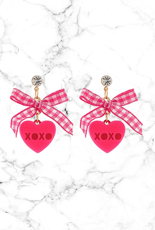 XOXO Heart & Bow Earrings
