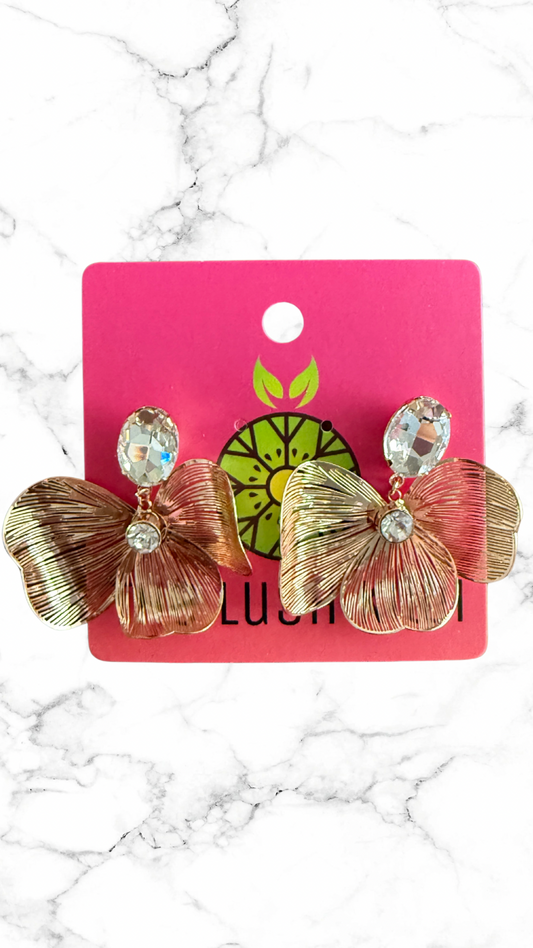 Flower & Glass Dangle Earrings