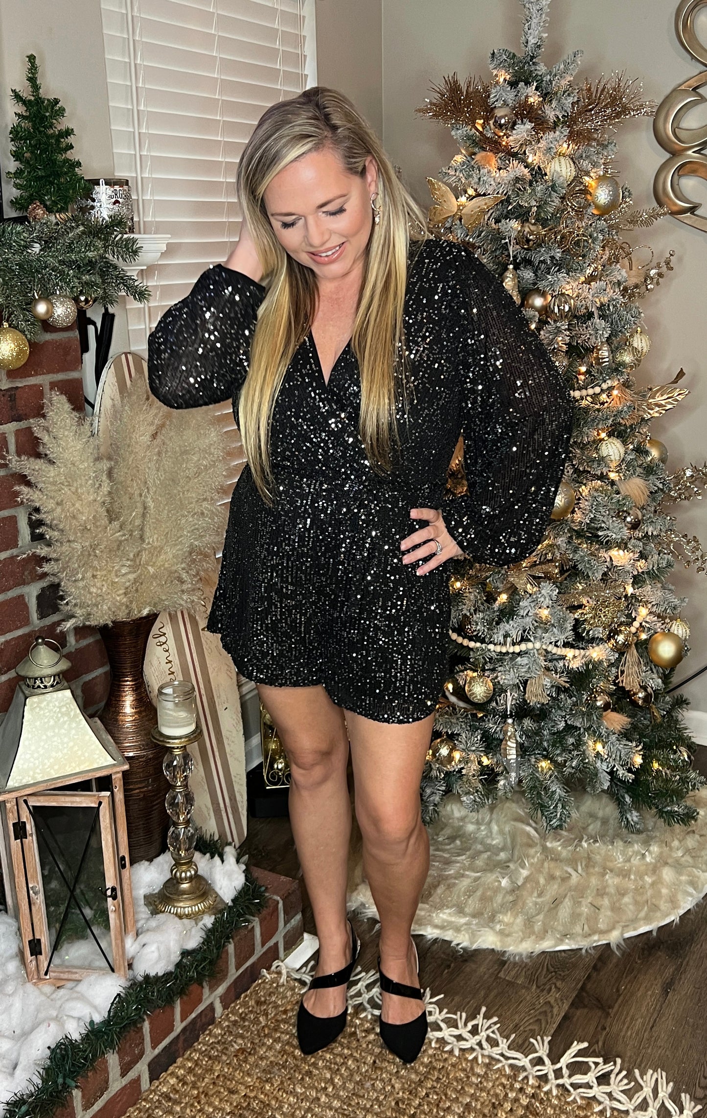 Black Razzle Sequin Romper - The Lush Kiwi