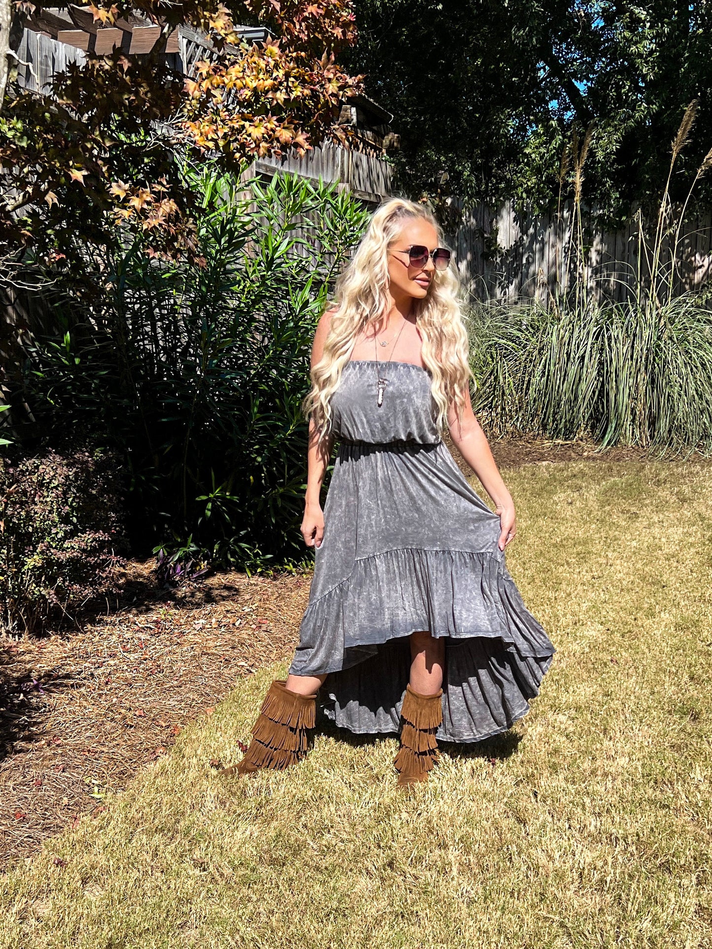Stonewashed Vintage High Low Maxi - The Lush Kiwi