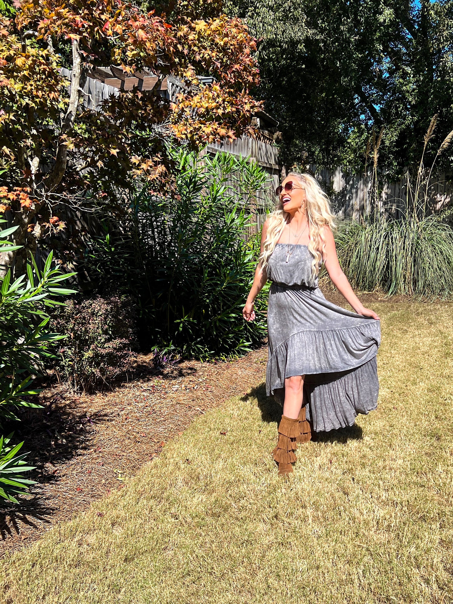 Stonewashed Vintage High Low Maxi - The Lush Kiwi