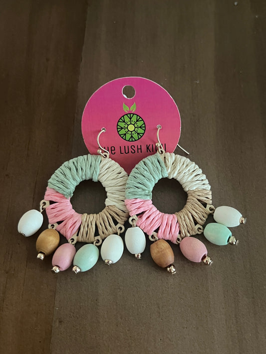 Wooden Bead Fringe Earrings