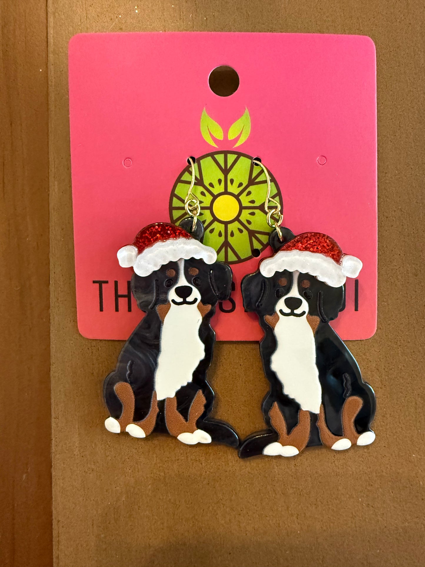 Santa Bernese Mountain Dog Earrings