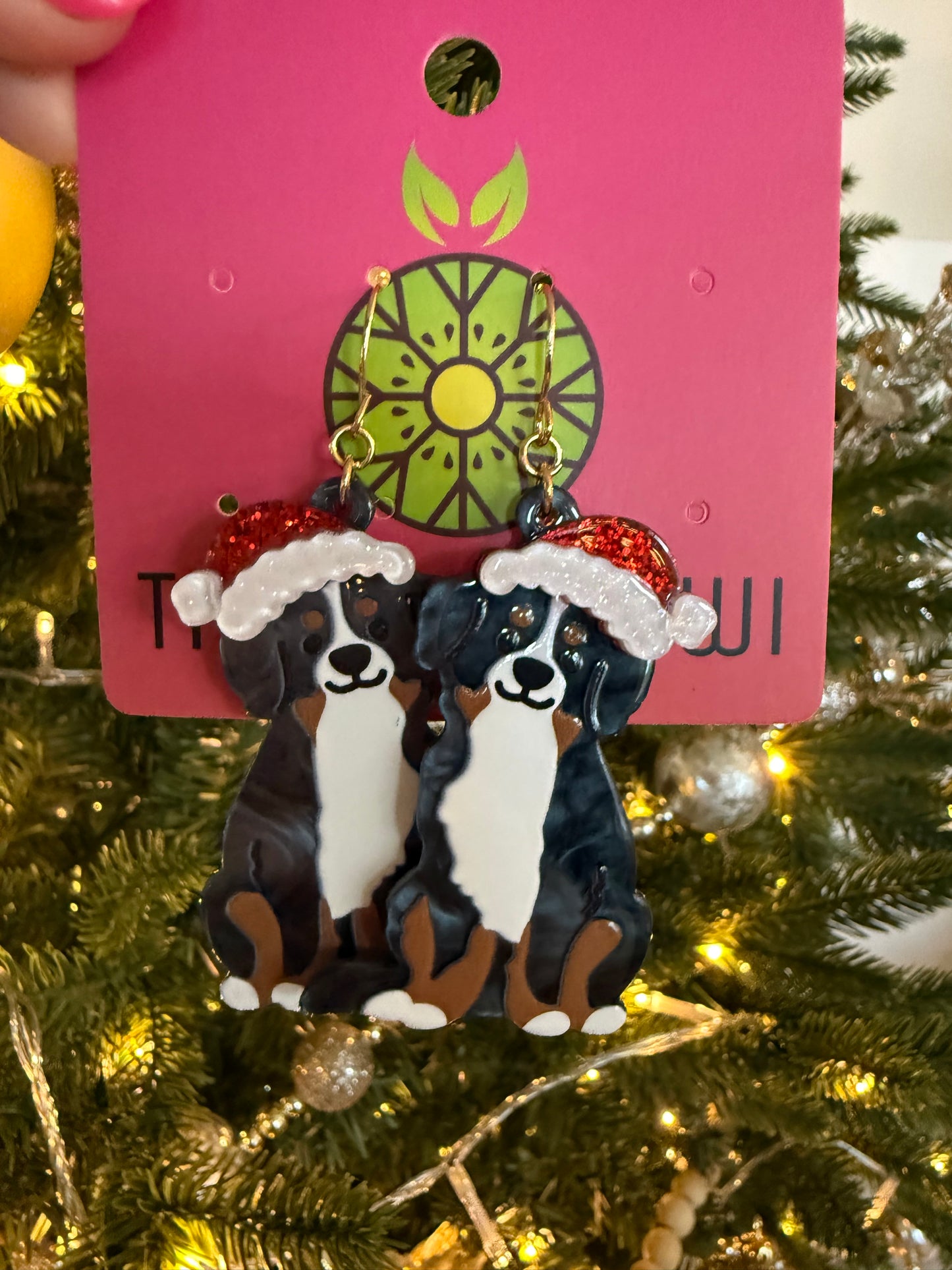 Santa Bernese Mountain Dog Earrings