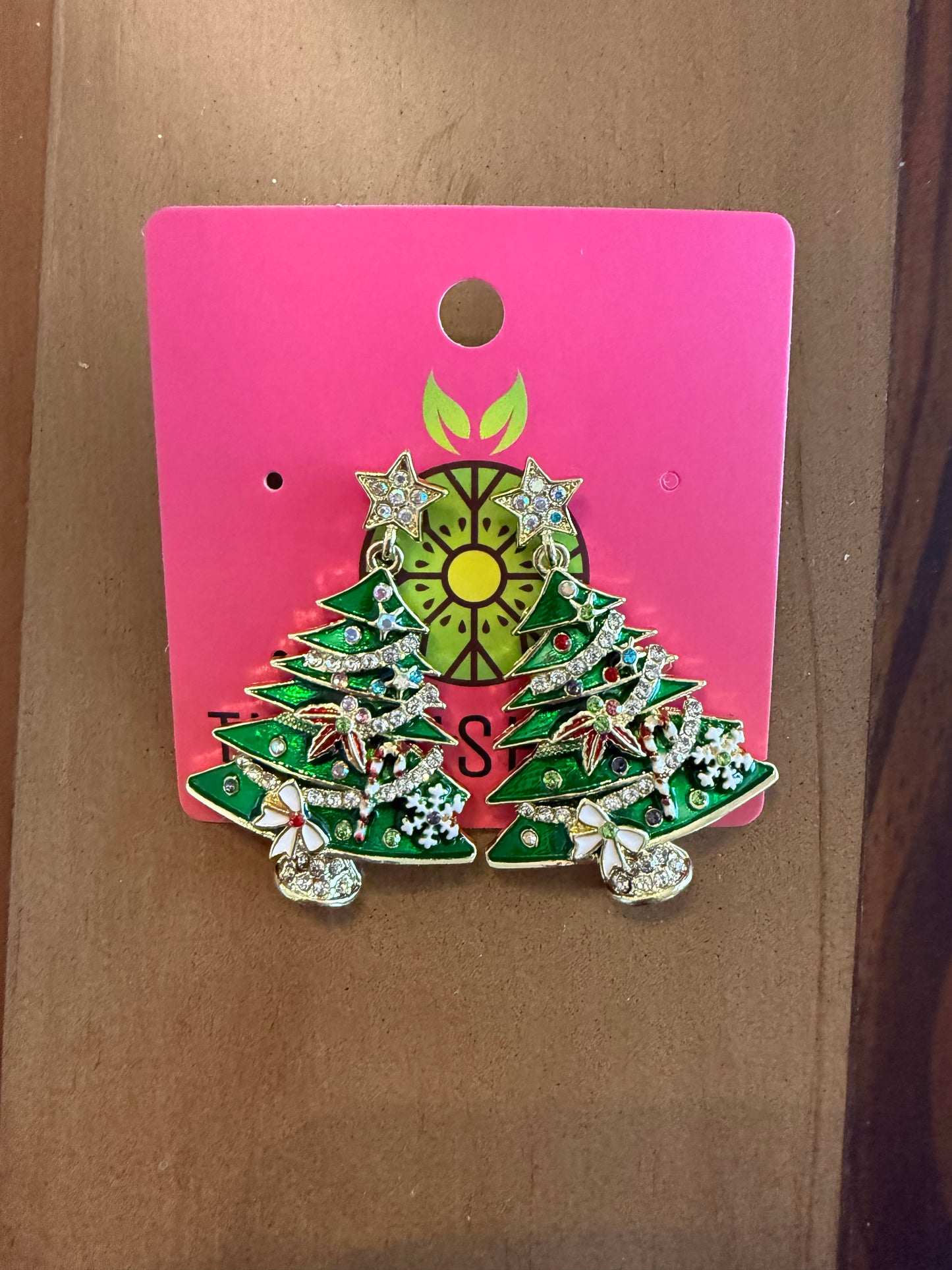 Christmas Tree Jeweled Earrings