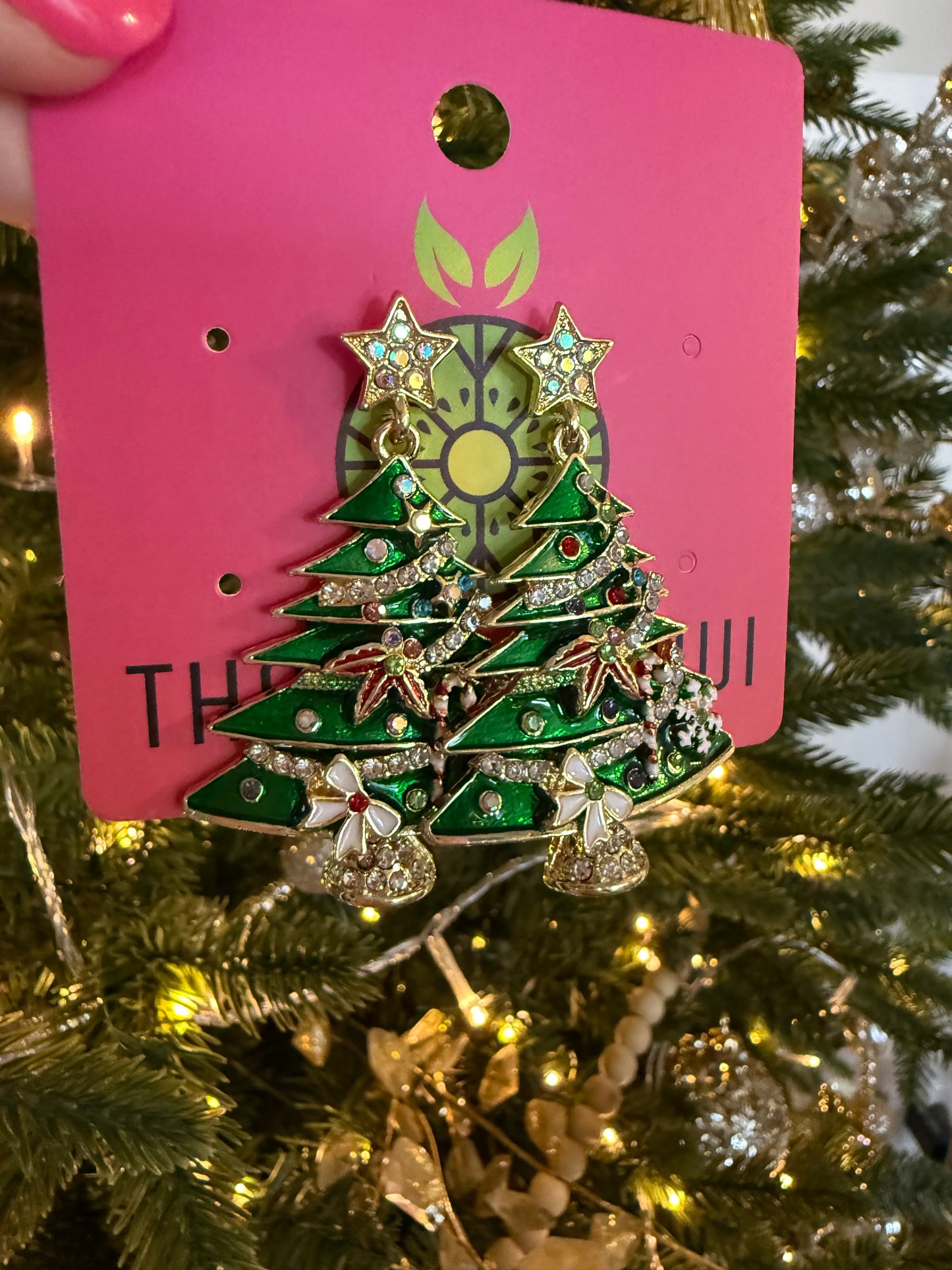 Christmas Tree Jeweled Earrings