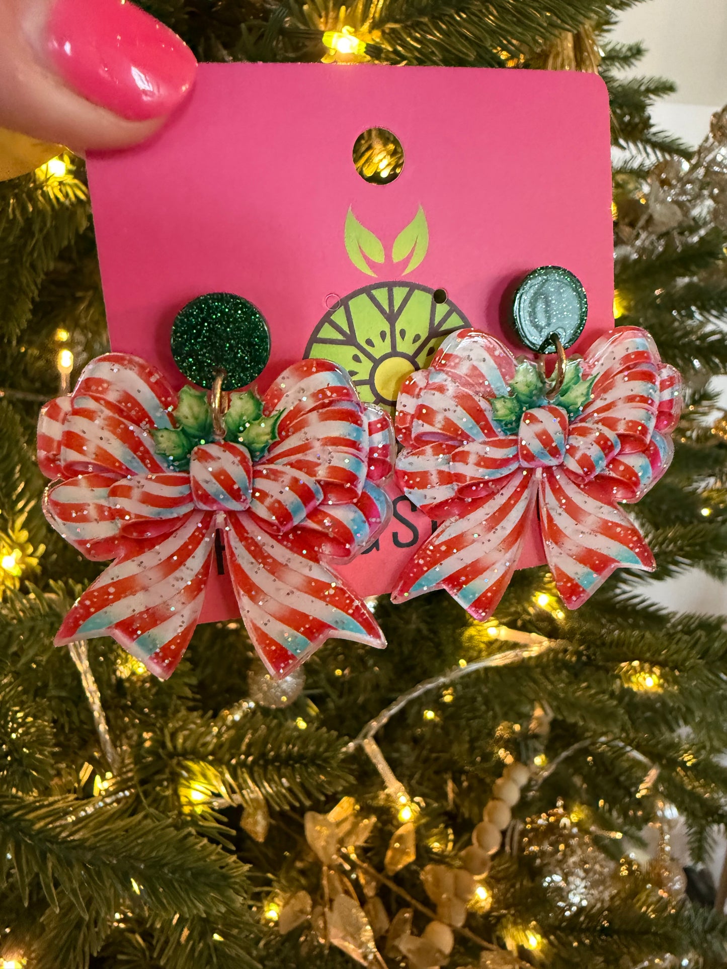 Candy Cane Bow Earrings