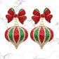 Christmas Ornament & Bow Glitter Earrings