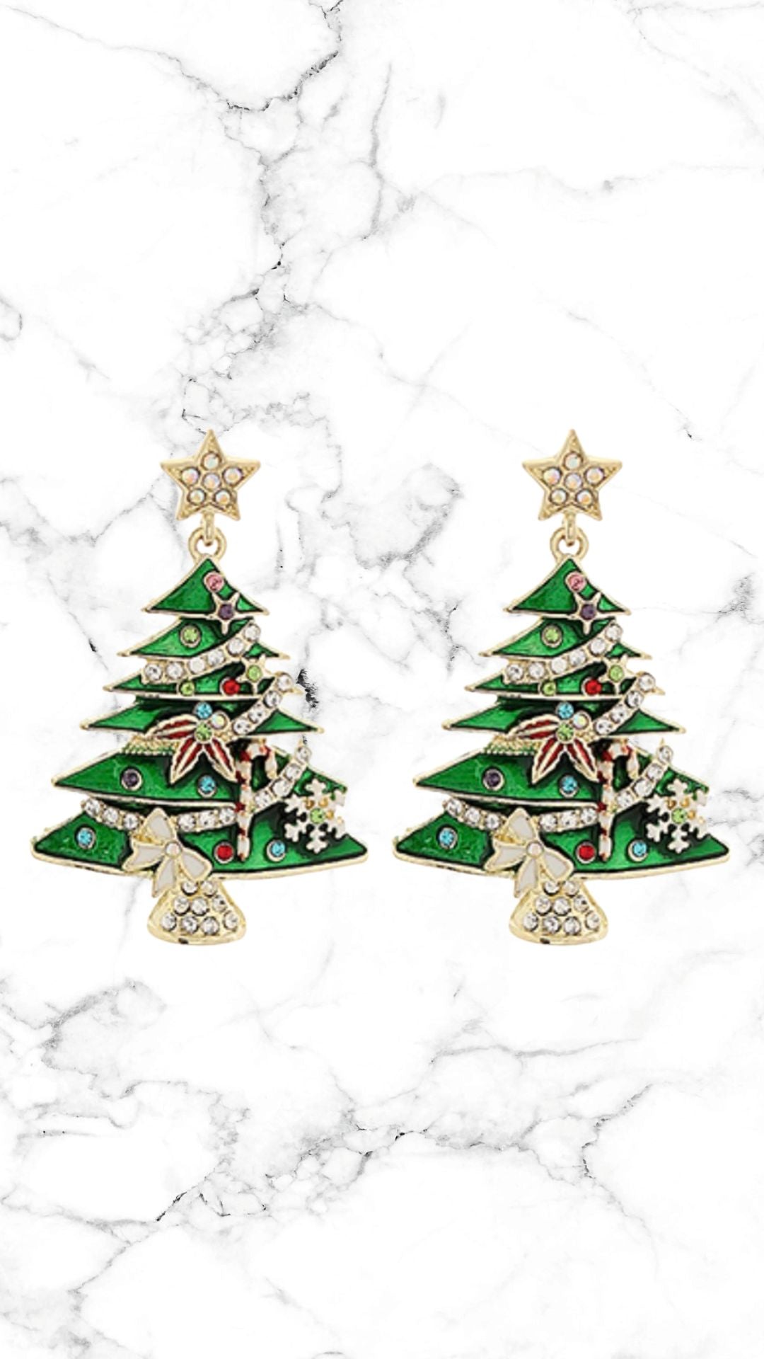 Christmas Tree Jeweled Earrings