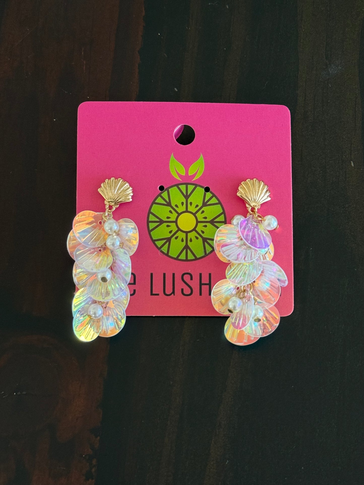 Seashell Sequin & Pearl Earrings