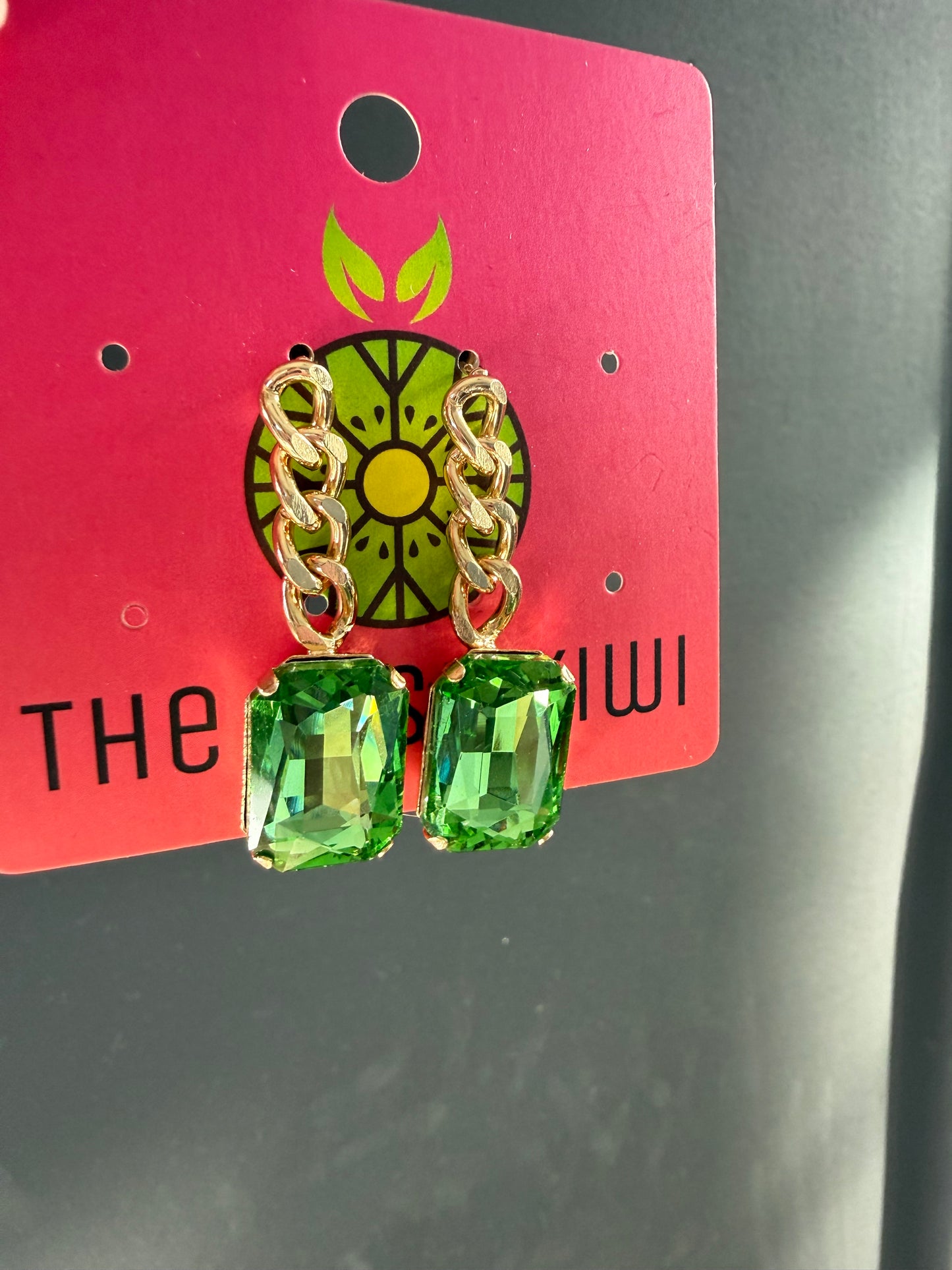 Green Crystal Drop Earrings