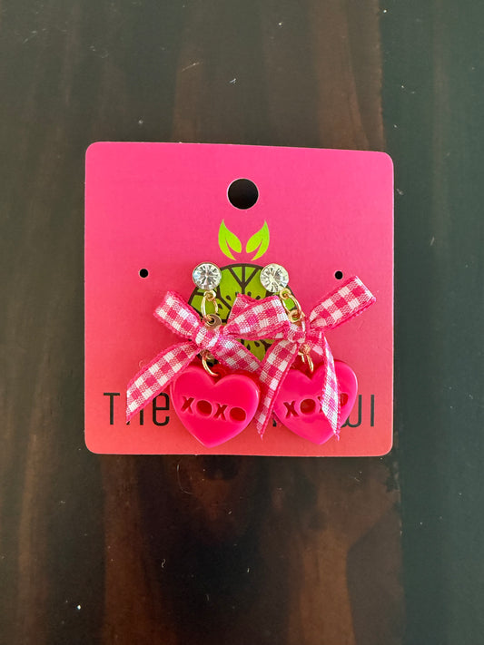 XOXO Heart & Bow Earrings