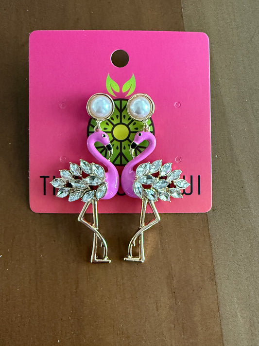 Flamingo Glass Earrings