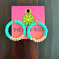 Mint Beaded Circle Earrings