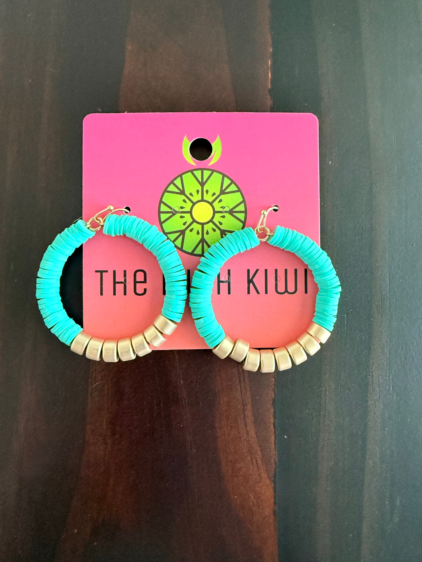 Mint Beaded Circle Earrings