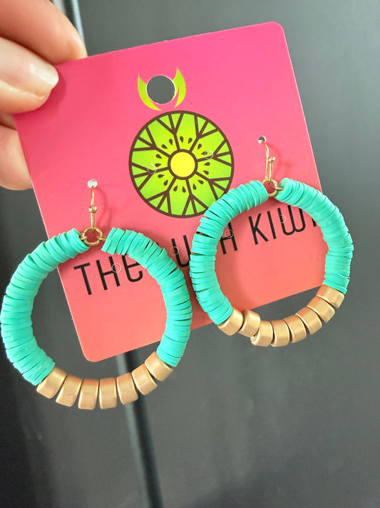 Mint Beaded Circle Earrings