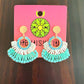 Turquoise Beaded Fan Earrings