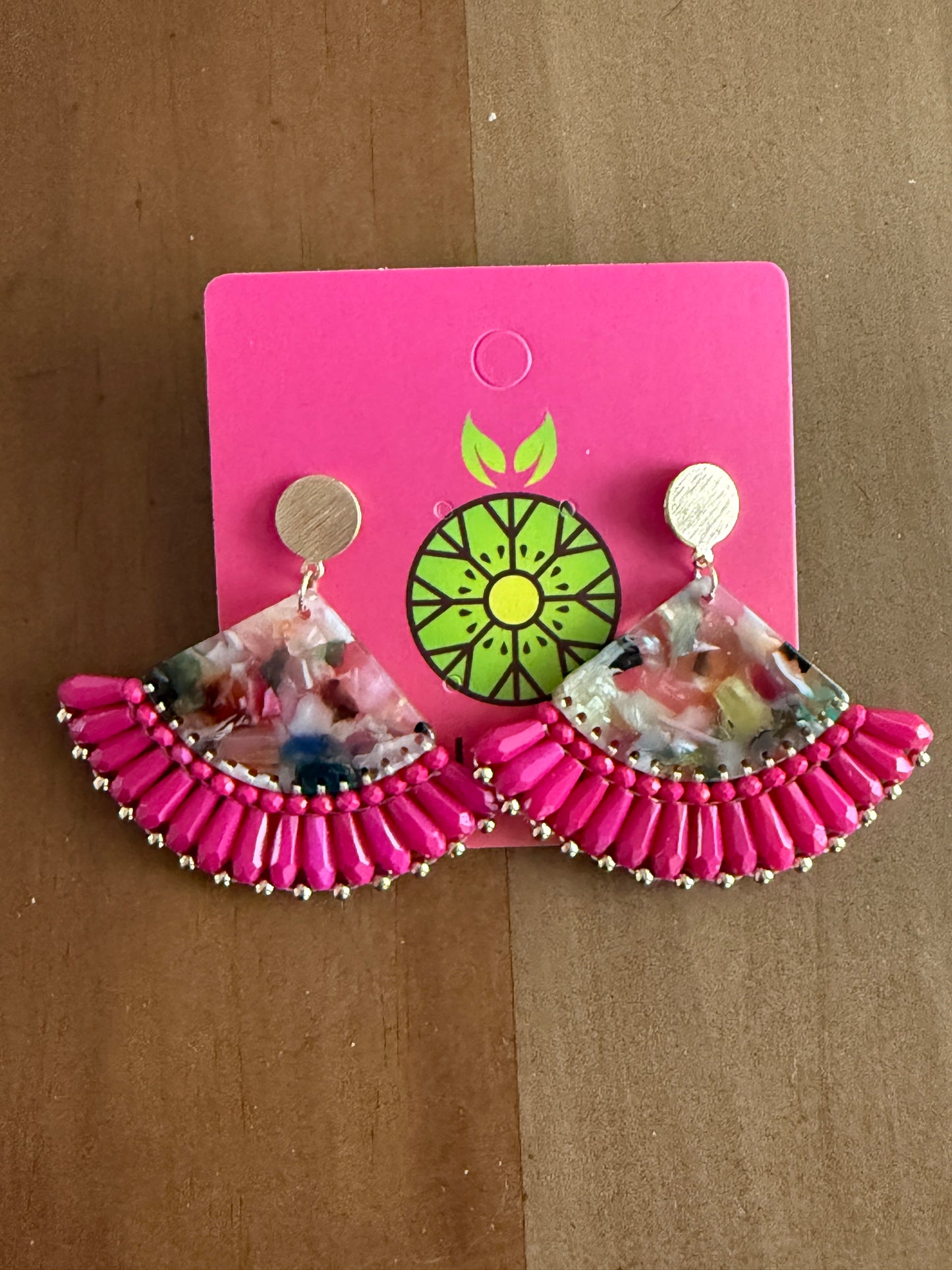 Fan Bead & Resin Earrings