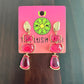 Hot Pink Geometric Drop Earrings