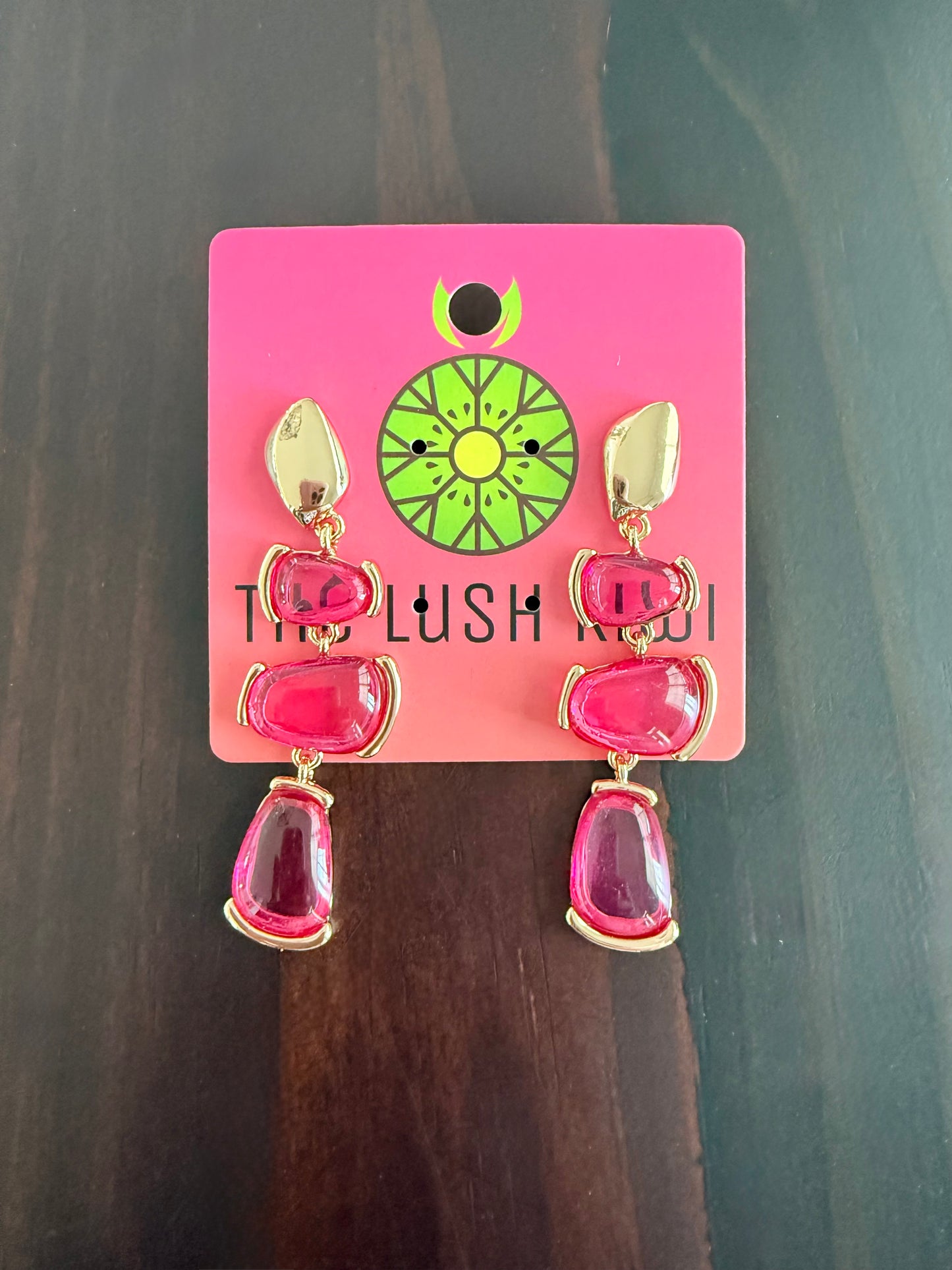 Hot Pink Geometric Drop Earrings