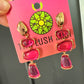 Hot Pink Geometric Drop Earrings