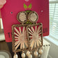 Rectangle & Pearl Raffia Earrings