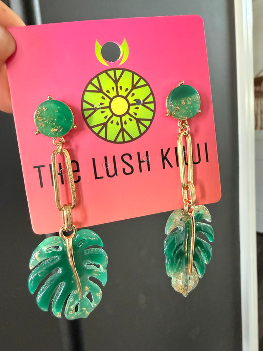 Palm Leaf Drop Earrings