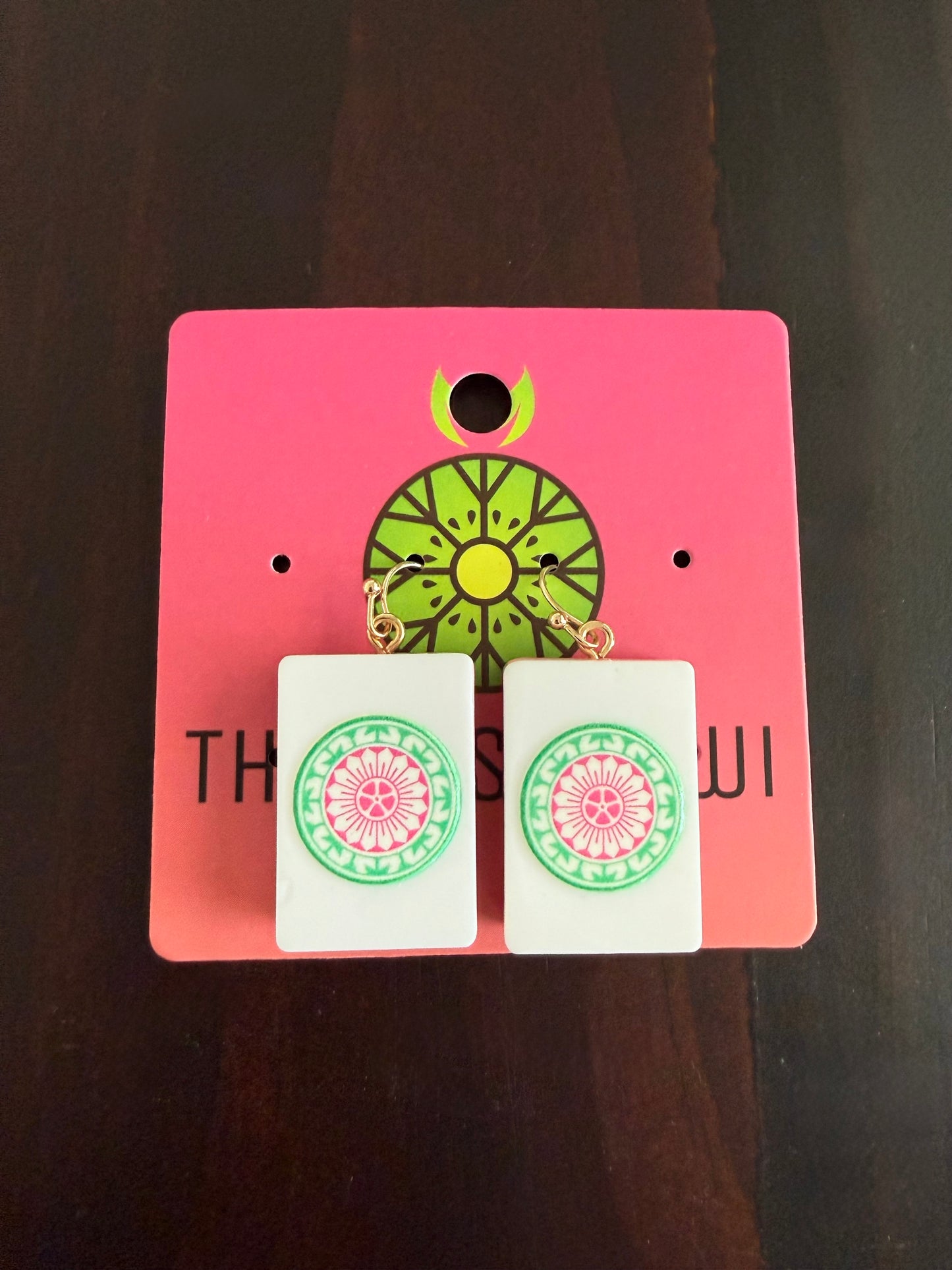 Mahjong Flower Tile Earrings