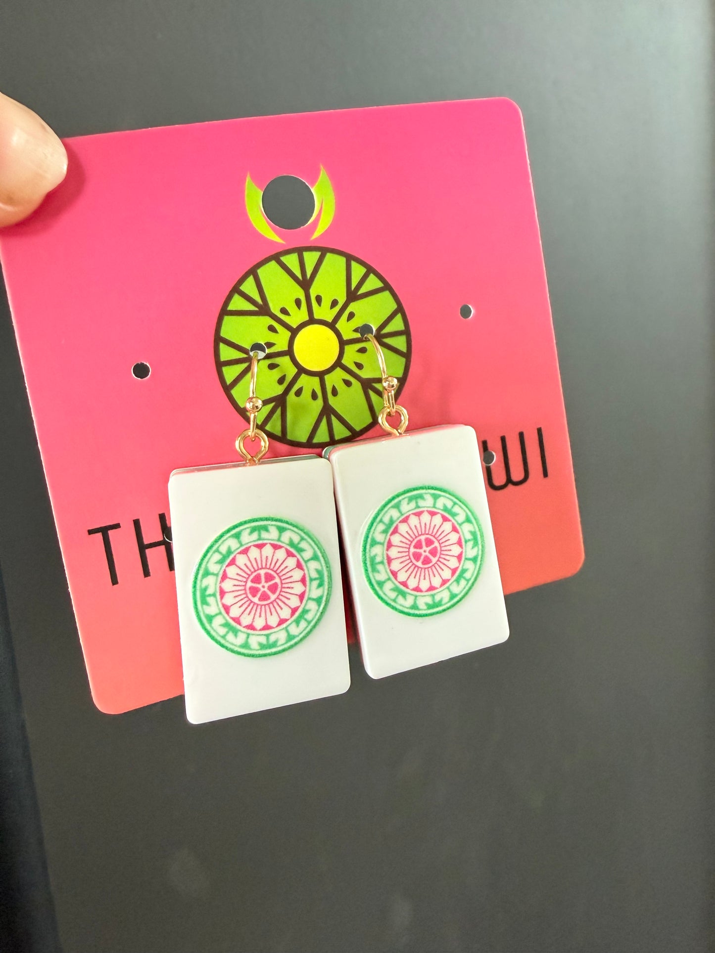 Mahjong Flower Tile Earrings