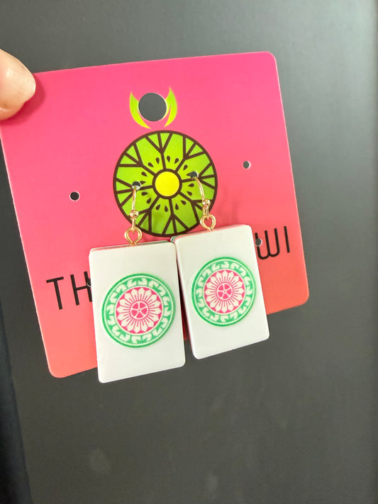 Mahjong Flower Tile Earrings