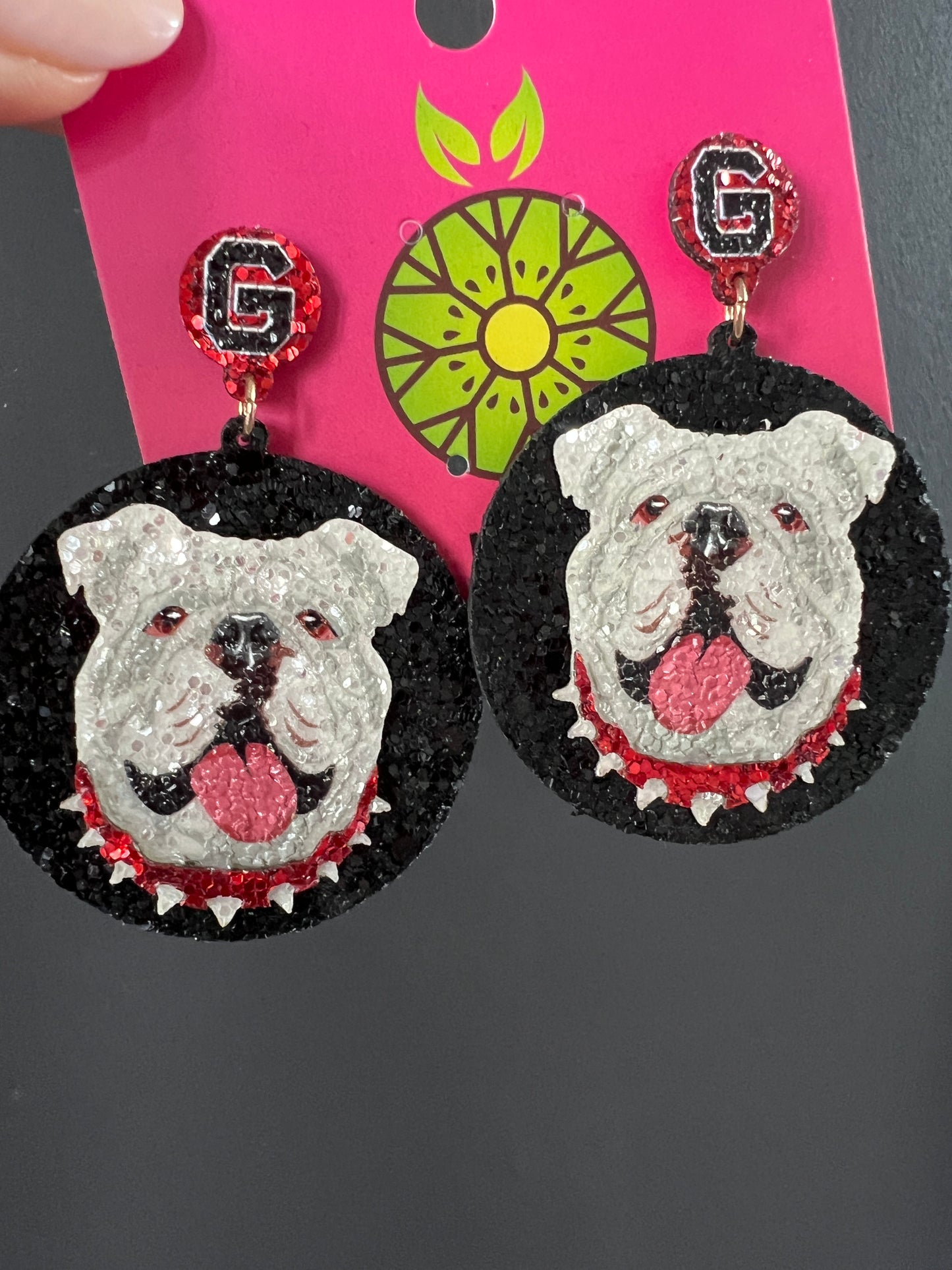 UGA Black & White Glitter Earrings