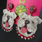 UGA White Glitter Earrings