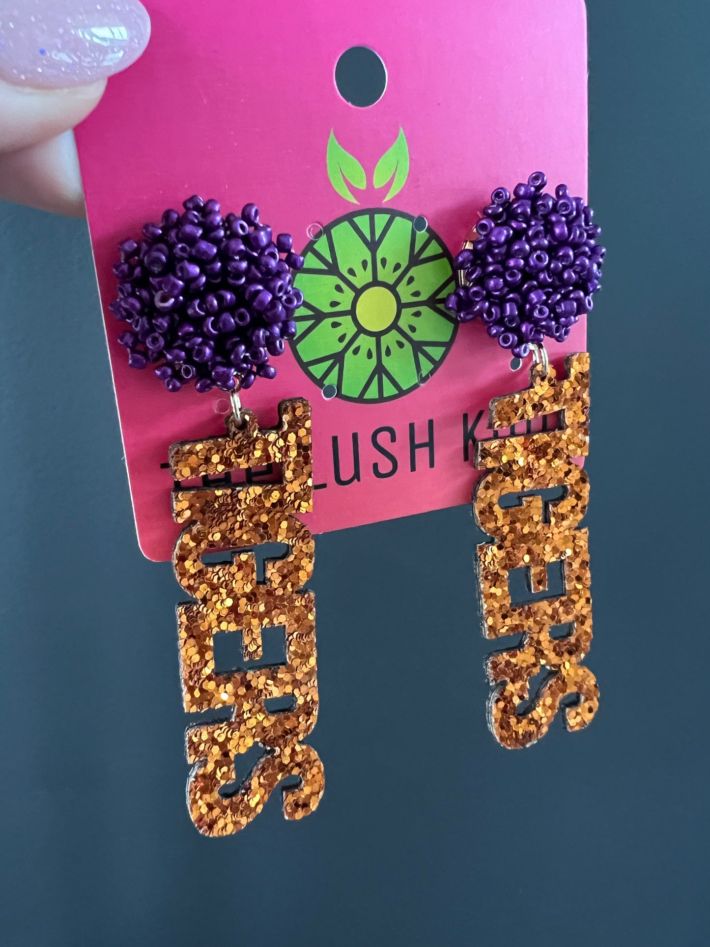 Clemson Tigers Glitter Drop Earrings