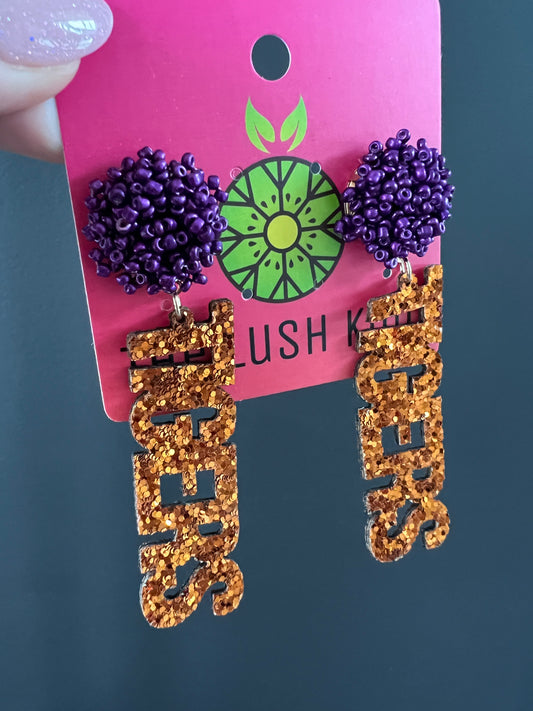 Clemson Tigers Glitter Drop Earrings