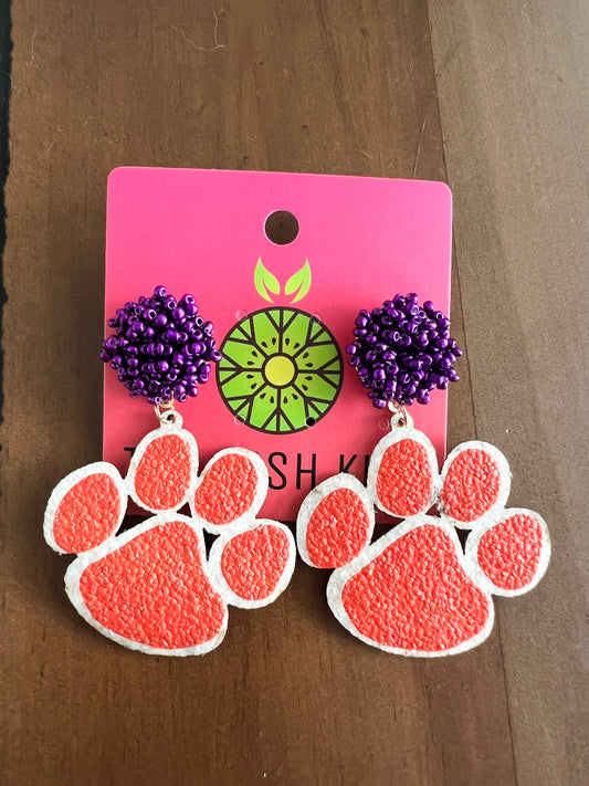 Clemson Paw Earrings