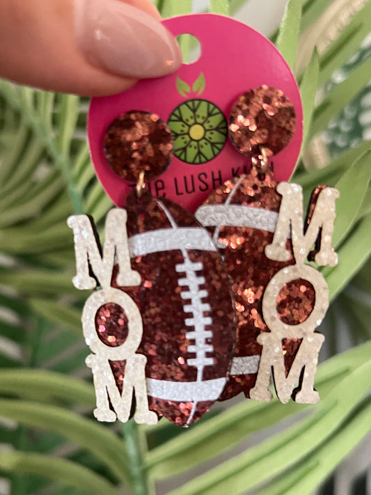 Mom Glitter Football Earrings - The Lush Kiwi